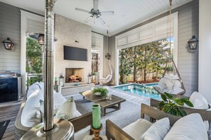 Terrace/patio - Camp District Luxury | Private Courtyard Pool | Electric Cart | Beach Club Access (Santa Rosa Beach)