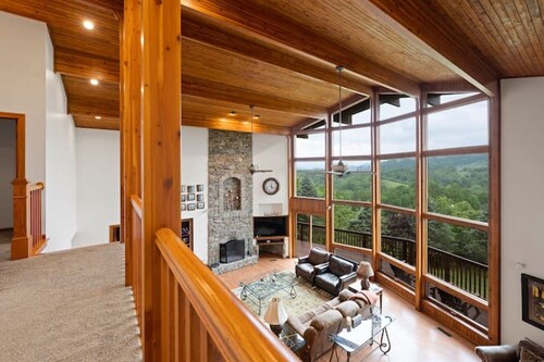 Misty Mountain Retreat | Secluded Mountain Views, Outdoor Fireplace + Game Room