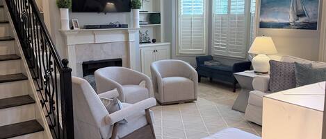 Een open haard en een printer