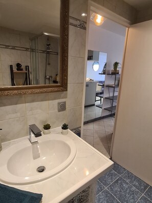 Shower, hair dryer, towels, toilet paper - Large Studio very well located! 100m tramway, 5 minutes downtown, 10min beach! (Nice)