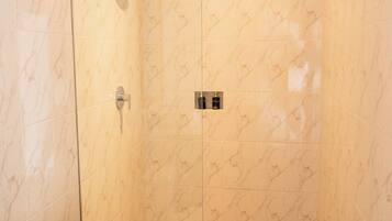 Shower, towels, soap, shampoo