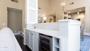 A modern kitchen with white cabinetry, a built-in oven, and a countertop. - 1981 St Andrews: Pet Friendly 2 Beds, 2 Baths, Palmetto Dunes villa (Hilton Head Island)