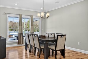 Dining - Solar-Powered Luxury Estate | Master Spa, Tesla EV, Fast WiFi & Game Room! (Tolland)