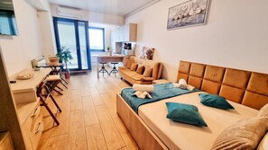 Estúdio luxo, sacada, vista para o mar