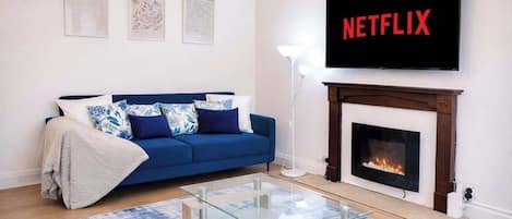 TV, fireplace, offices