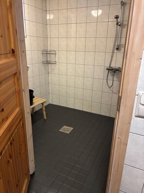 Douche, séchoir à cheveux, bidet, serviettes fournies