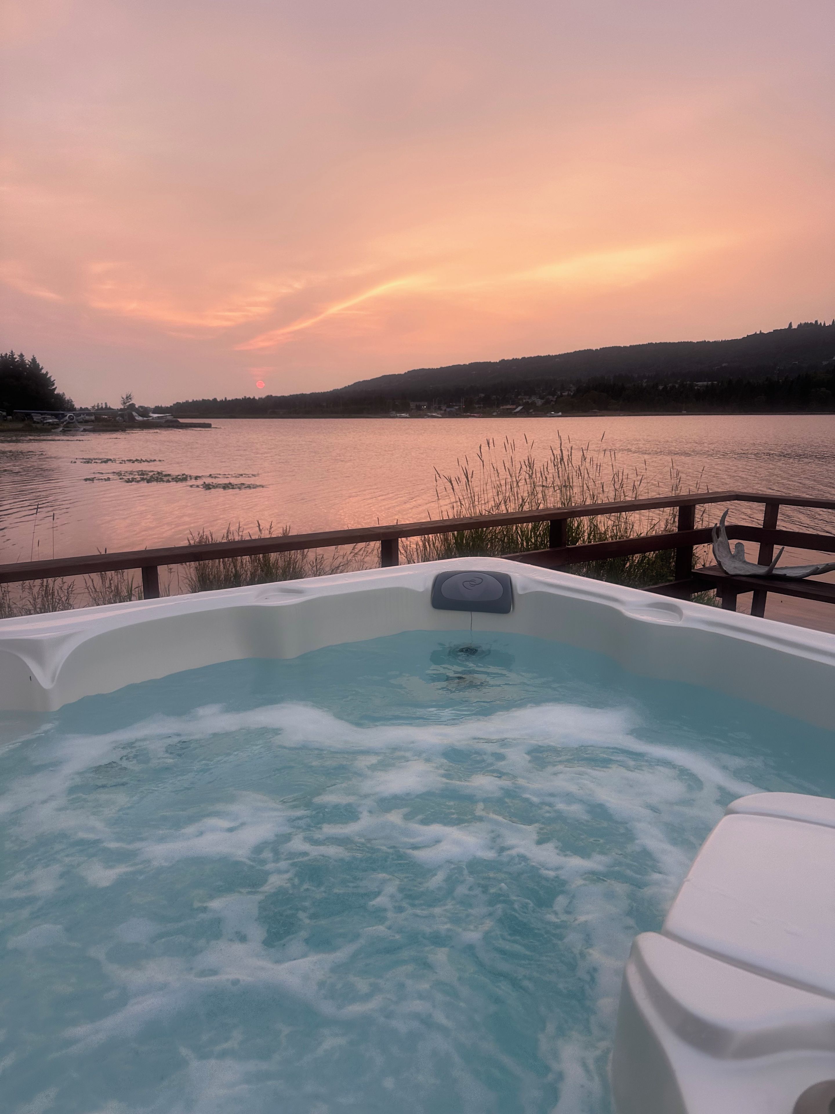 Hot tub located on property overlooking Beluga Lake. 