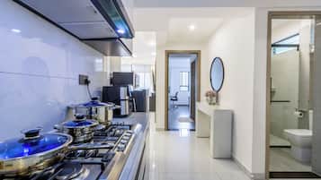 Appartement Deluxe, balcon, vue sur la ville | Cuisine privée