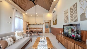 Villa, 3 chambres, piscine privée, vue océan | Coin séjour