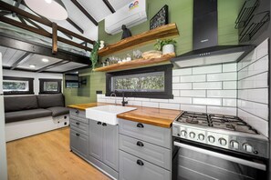 Fridge, oven, stovetop, electric kettle