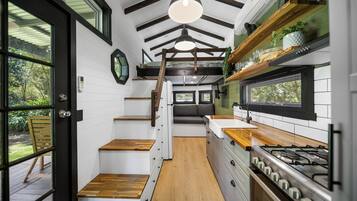 Fridge, oven, stovetop, electric kettle