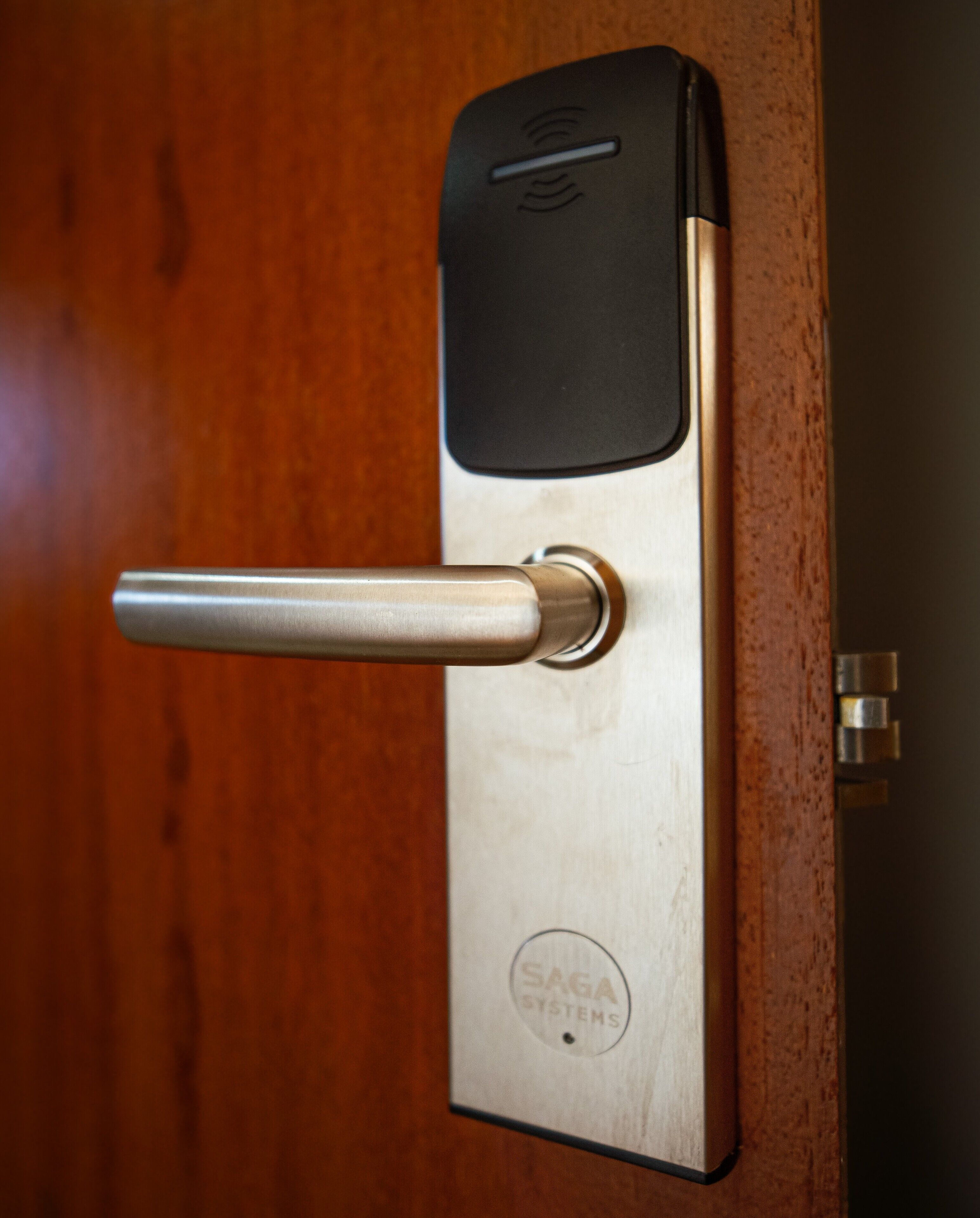 A door with a key lock and a keyhole.