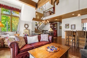 TV, fireplace - Trail Nest: Great Location - Private Hot Tub - New Listing! (Breckenridge)
