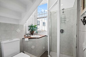 Dusche, Haartrockner, Handtücher, Shampoo