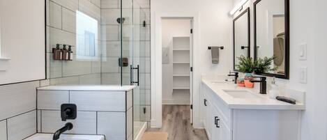 Hair dryer, bidet, towels, soap