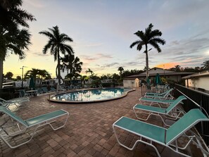 Outdoor pool, a heated pool - Jay: Pet Friendly 2BR RV in Resort Near Beaches-Fort Myers Beach/Sanibel Island (Fort Myers)