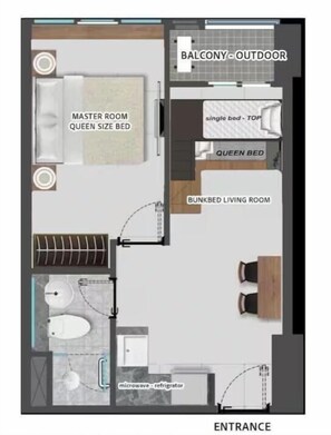 Apartment, 1 Bedroom, City View | Floor plan - SeaWell By SanLiving - 1BR - PIK (Jakarta)