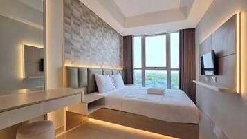 Apartemen, 1 kamar tidur, pemandangan kota | Setrika/meja setrika dan Wi-Fi gratis