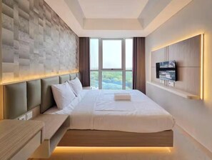 Appartement, 1 slaapkamer, uitzicht op de stad | Een strijkplank/strijkijzer, gratis wifi