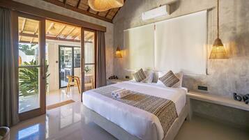 Deluxe Villa, 2 Bedrooms, Patio, Pool View | Egyptian cotton sheets, premium bedding, in-room safe, desk