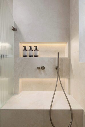 Ducha, secador de pelo y champú