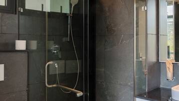 Standard Twin Room, Balcony, City View | Bathroom | Hair dryer, slippers, towels, soap