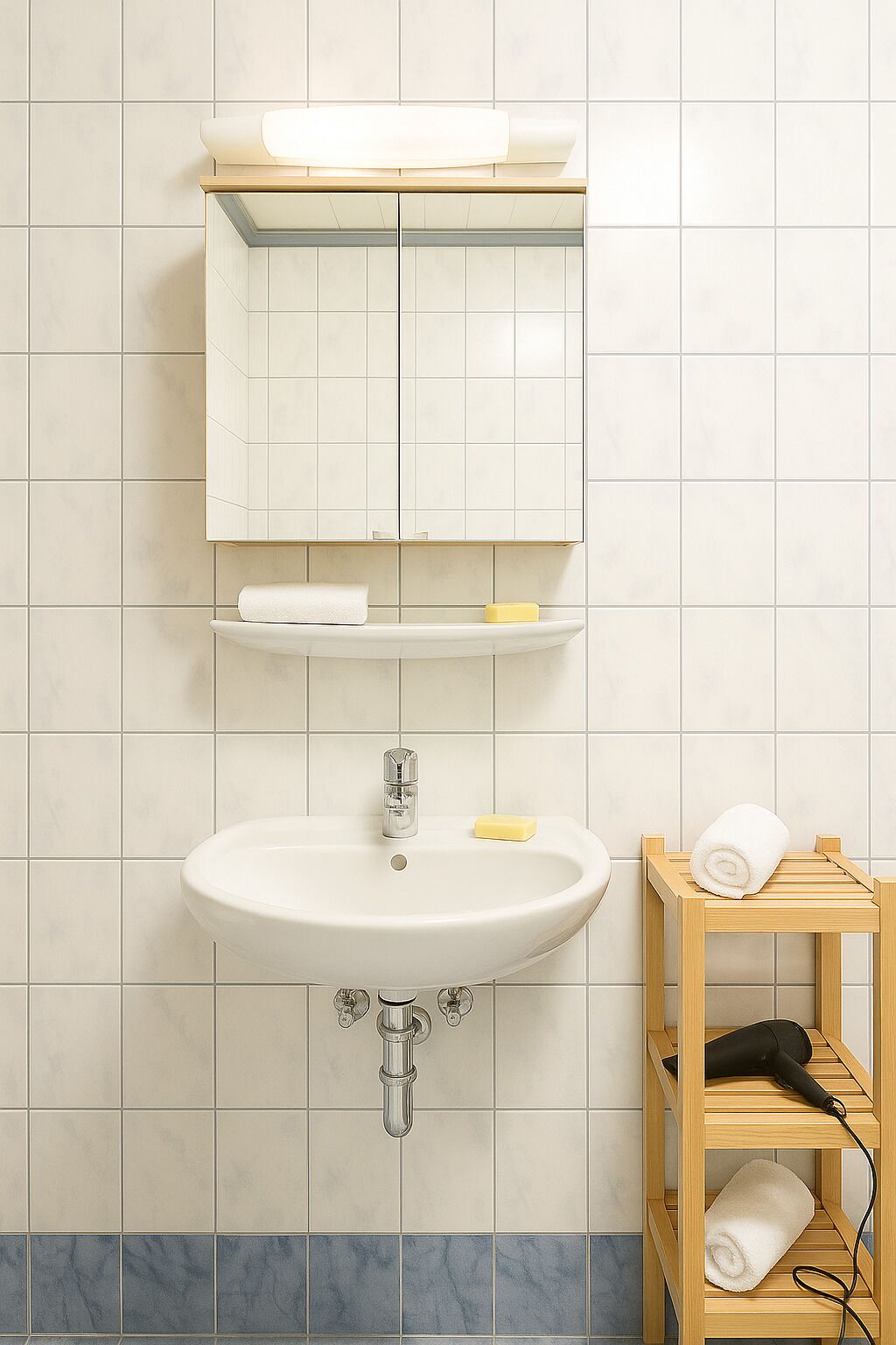 Sèche-cheveux, serviettes fournies, savon, papier toilette