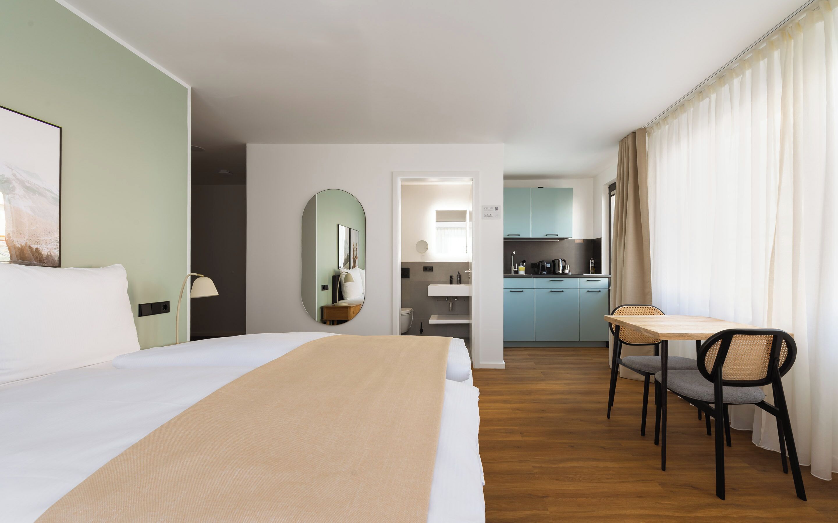 Individually decorated, individually furnished, desk, laptop workspace