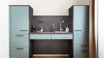 Individually decorated, individually furnished, desk, laptop workspace