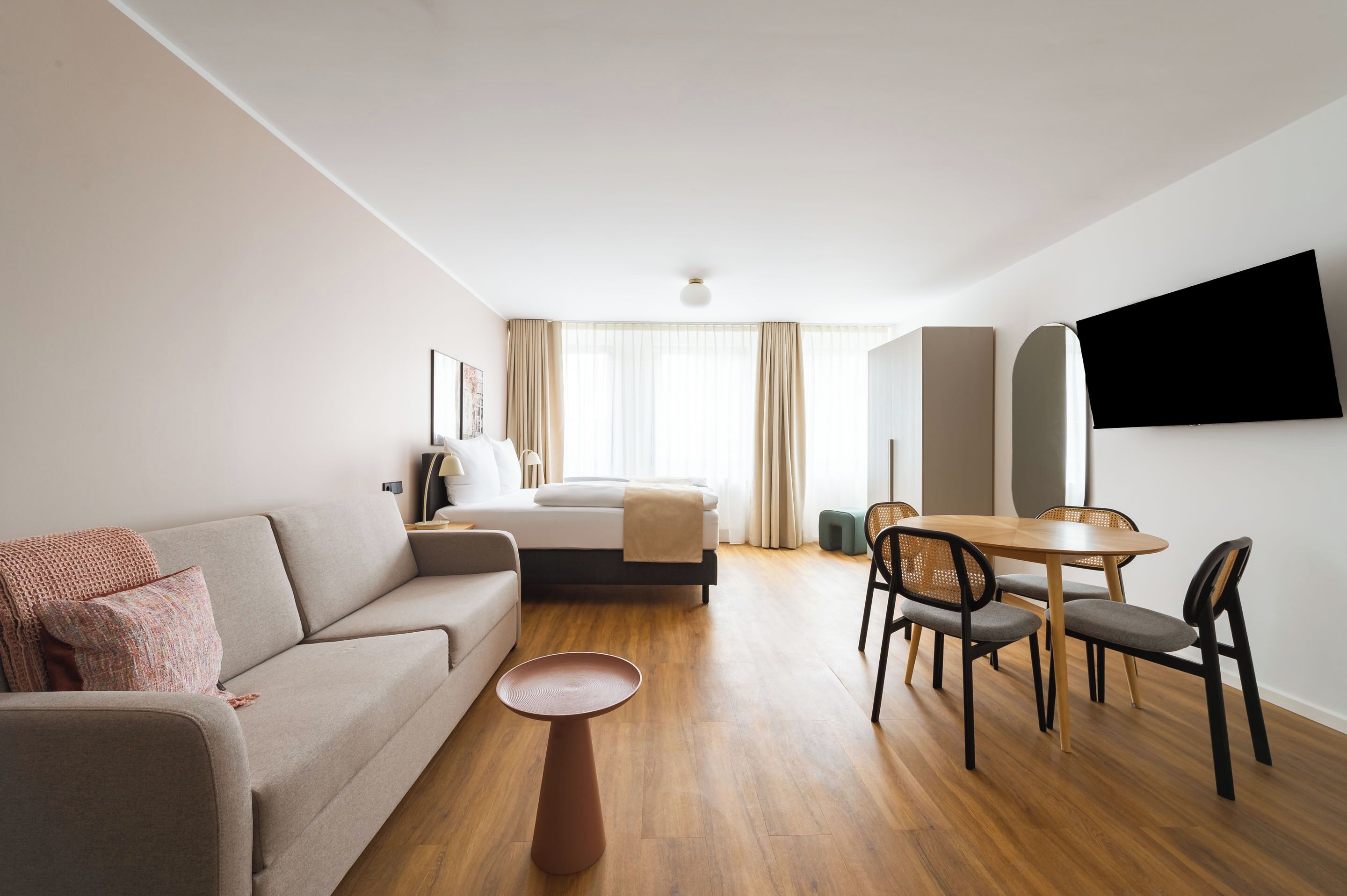 Individually decorated, individually furnished, desk, laptop workspace