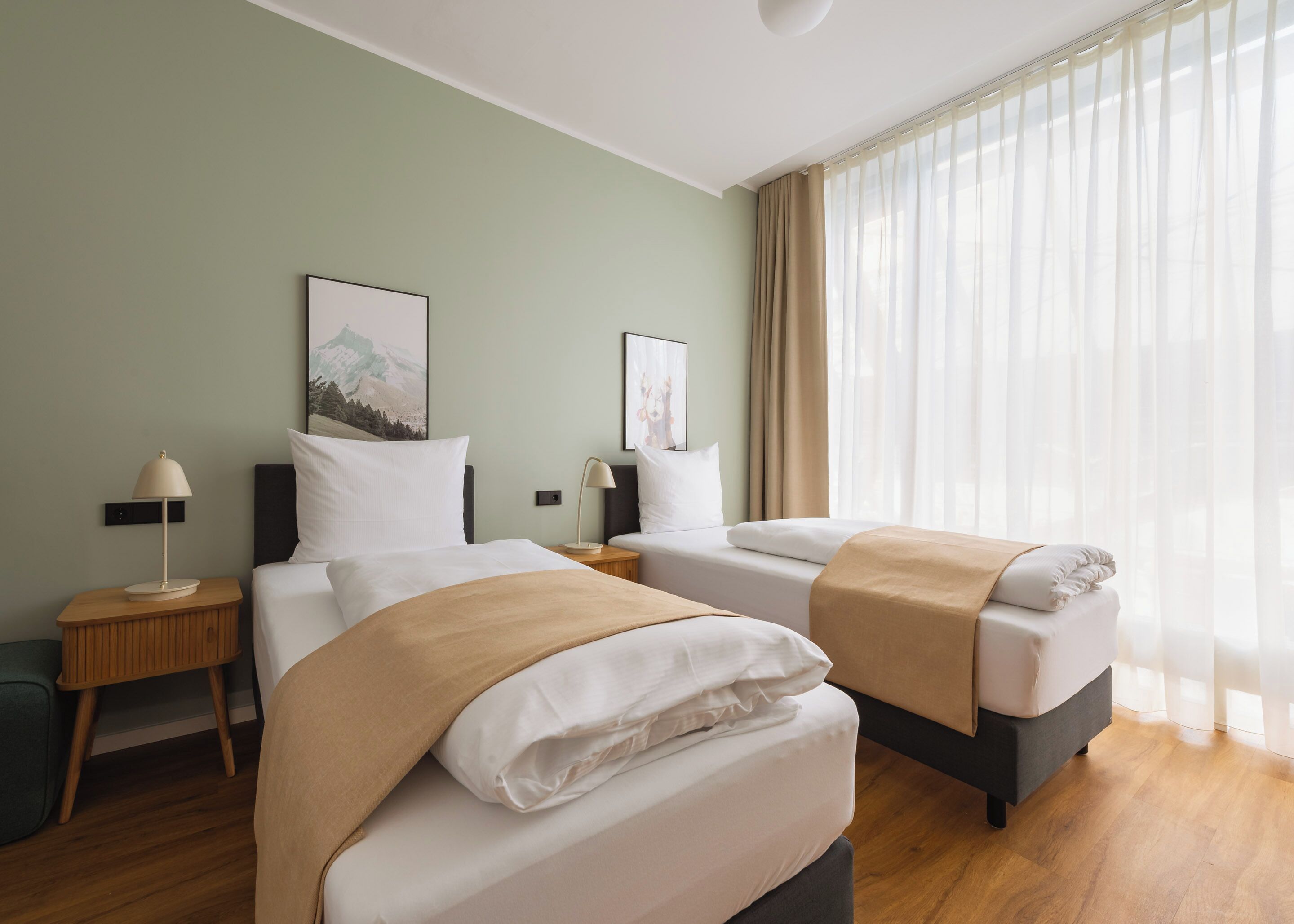 Individually decorated, individually furnished, desk, laptop workspace