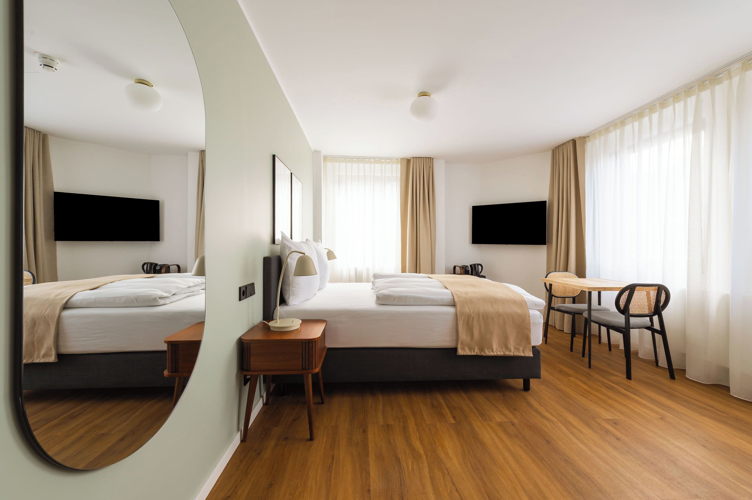 Individually decorated, individually furnished, desk, laptop workspace