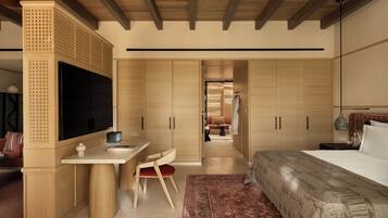 Suite, piscine privée (Lagoon) | Literie de qualité supérieure, matelas mémoire de forme