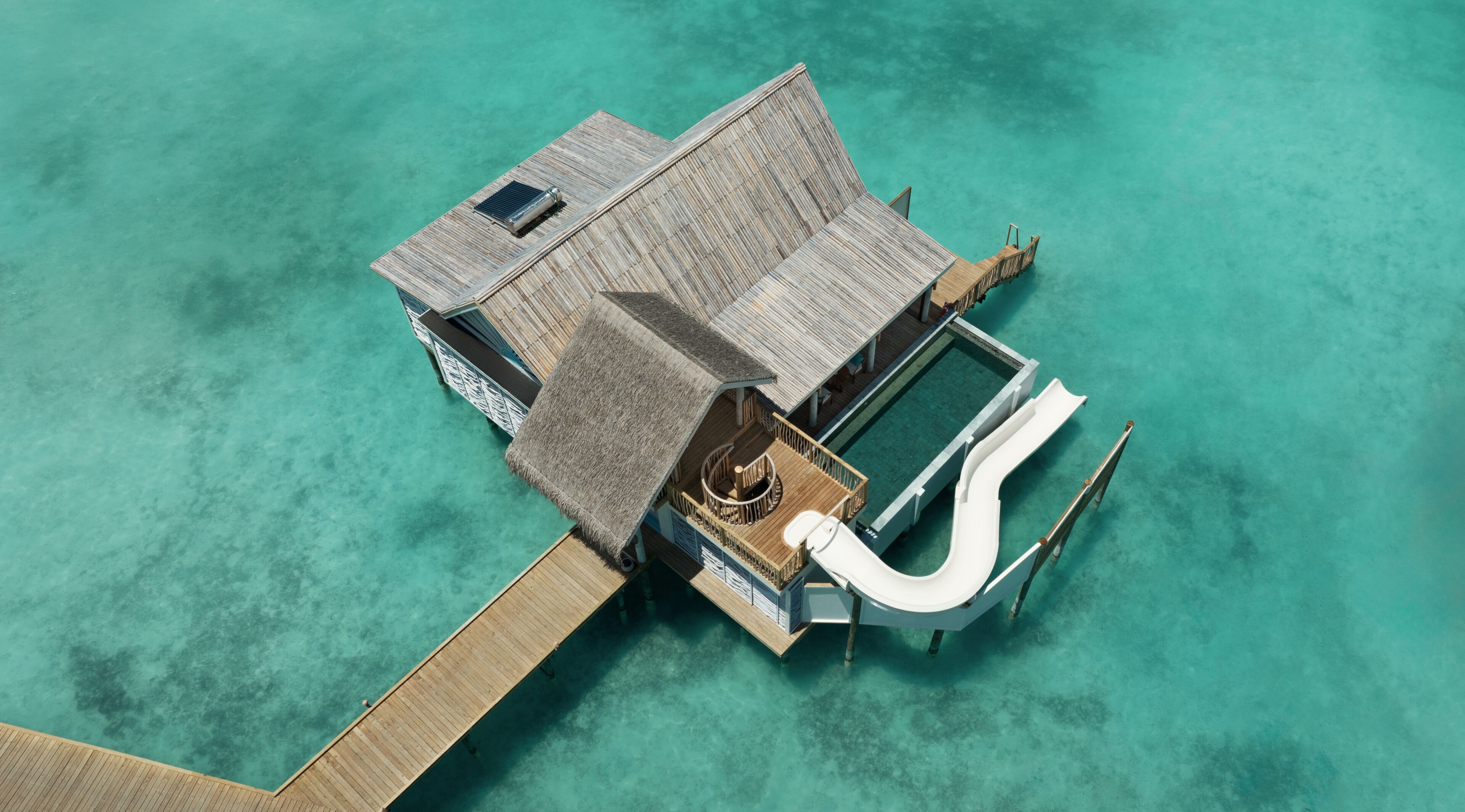 Sunset Water Pool Villa with Slide | Egyptian cotton sheets, premium bedding, minibar, in-room safe
