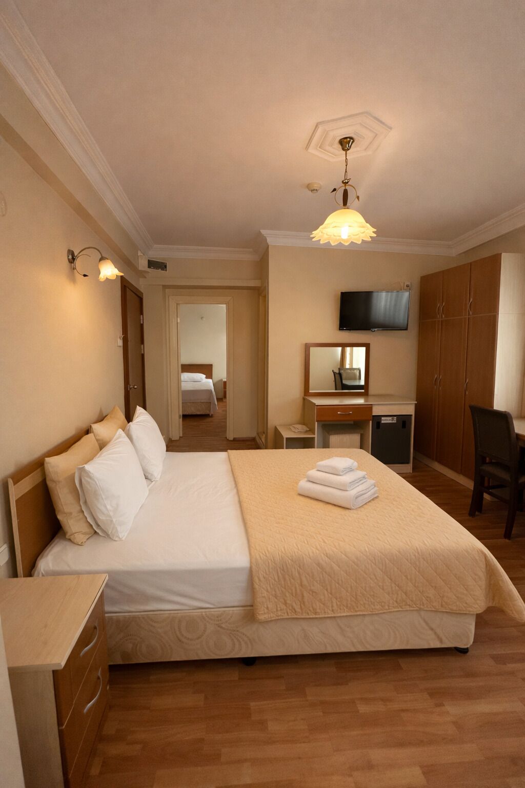 Premium bedding, minibar, desk, laptop workspace