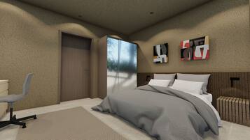 1 chambre, coffres-forts dans les chambres, fer et planche à repasser