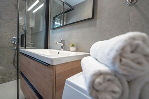 Haartrockner, Handtücher, Seife, Toilettenpapier