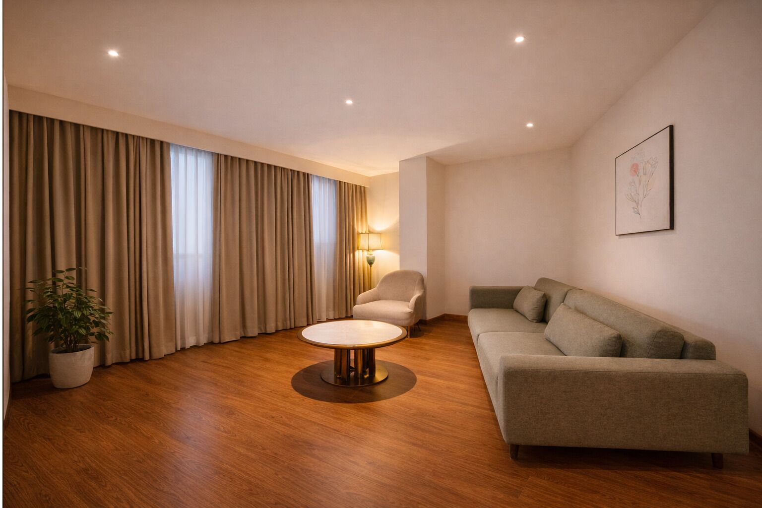 Quarto premium, 1 cama King, vista para a cidade | Área de estar