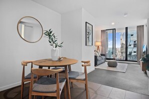 Apartment | Living room - 2-bed High-rise Apartment With Pool & Gym (Melbourne)