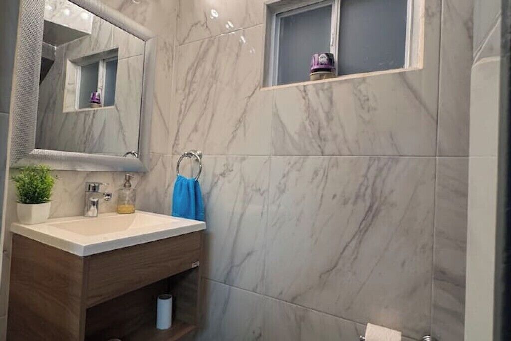 Hair dryer, towels, toilet paper