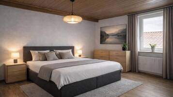 Apartamento familiar, vistas a la ciudad | Escritorio, cortinas opacas, sistema de insonorización