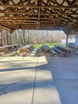 Outdoor dining - 43 acre farm designed as a retreat for connections, restoration & celebrations (Nanjemoy)