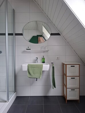 Regadera, secadora de cabello, toallas 