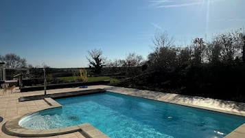 Indoor pool, seasonal outdoor pool, pool umbrellas, sun loungers