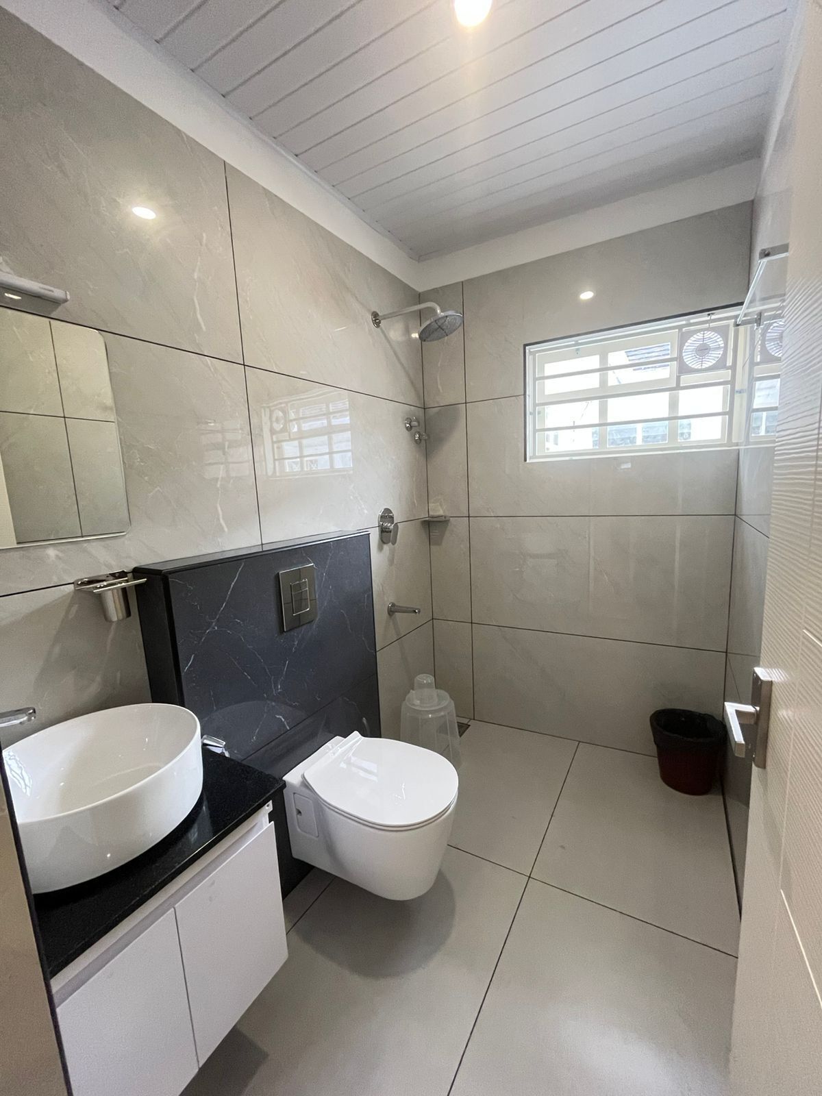 Shower, towels, soap, shampoo