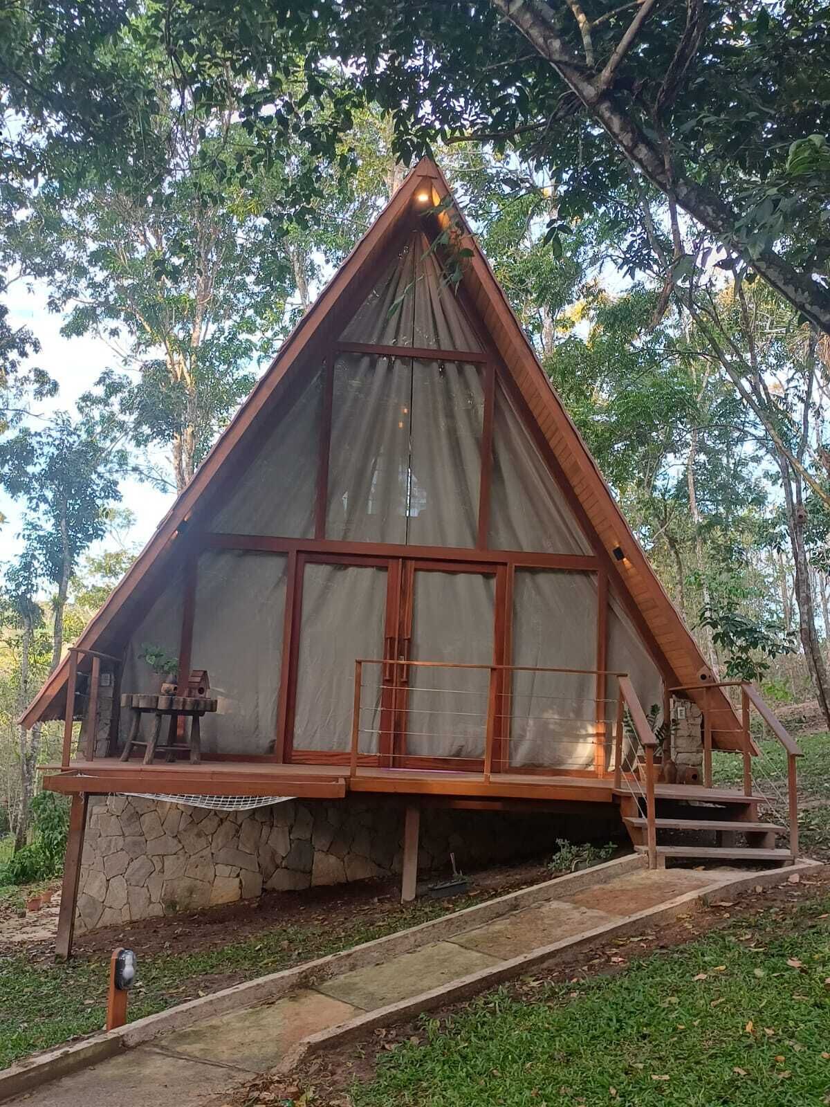 Cabana conforto, 1 cama de casal e sofá-cama, aceita animais de estimação, vista para o jardim | Fachada