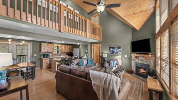 TV, fireplace, offices