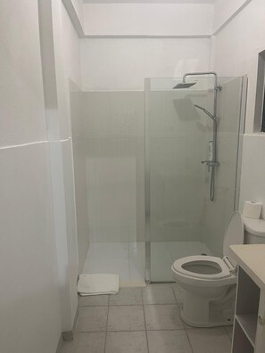 Ducha, toallas, jabón y papel higiénico