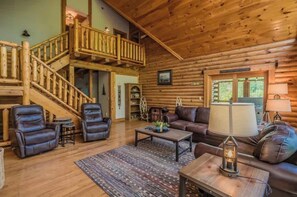 TV, fireplace, offices - Luxury Cabin w/ Private Waterfall & Hot Tub (Sevierville)