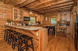 Fridge, microwave, stovetop, coffee/tea maker - Luxury Cabin w/ Private Waterfall & Hot Tub (Sevierville)
